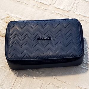 Missoni Navy Blue Chevron Zip Travel Case, Lined, Branded Zip Pull, Never Used